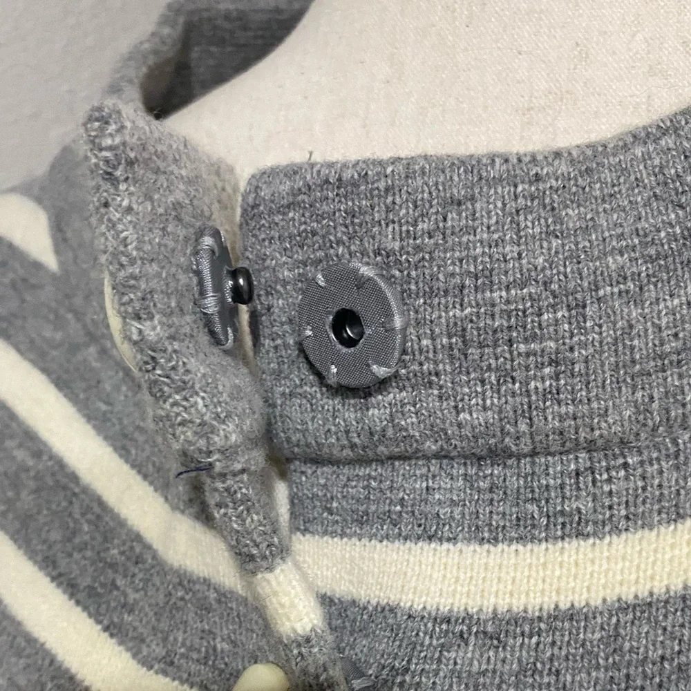 Women’s J. Crew Striped Gray and Cream Coat - Picture 7 of 7